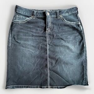 Silver Jeans ZOE Denim Skirt Women's‎ Size 16 Dark Wash Stretch Jean Mini